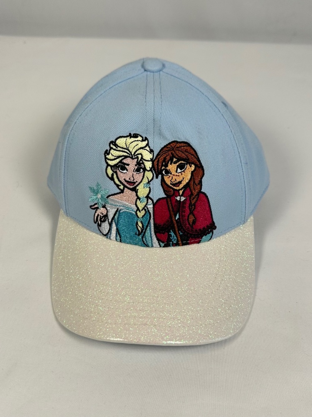 Frozen Disney Elsa and Anna Kids' Sparkle Baseball Hat Blue and White NWT